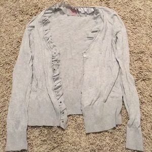 Grey ruffled caridgan